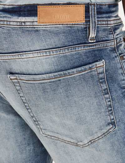 Jeans straight 5 poches Liberto denim bleach homme