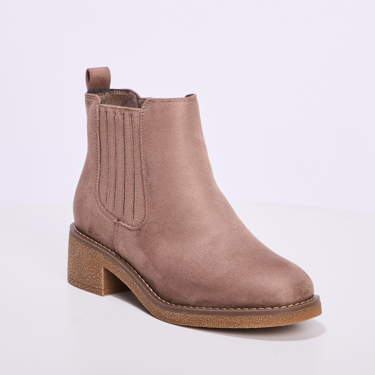 Boots chelsea talons 4 cm taupe femme