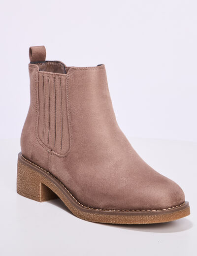 Boots chelsea talons 4 cm taupe femme