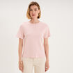 T-shirt col rond manches courtes coton rose pastel femme