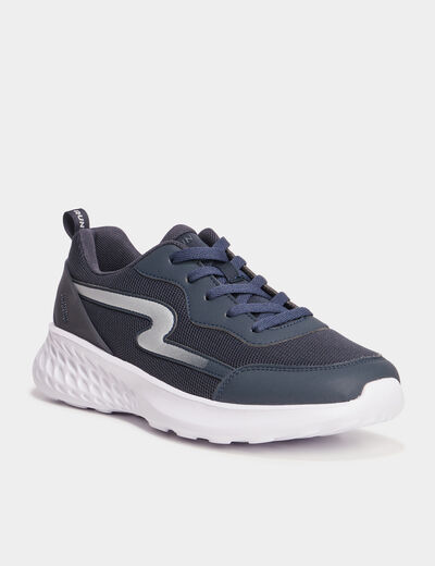 Baskets running &agrave; lacets bleu fonc&eacute; homme