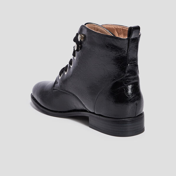 Bottines à lacets vernies noir femme