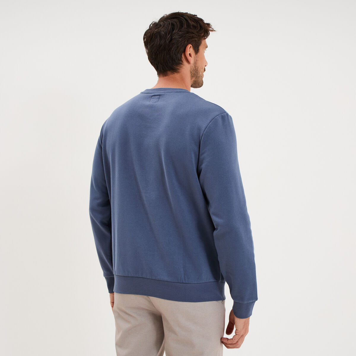 Sweat molleton col rond bleu lavande homme
