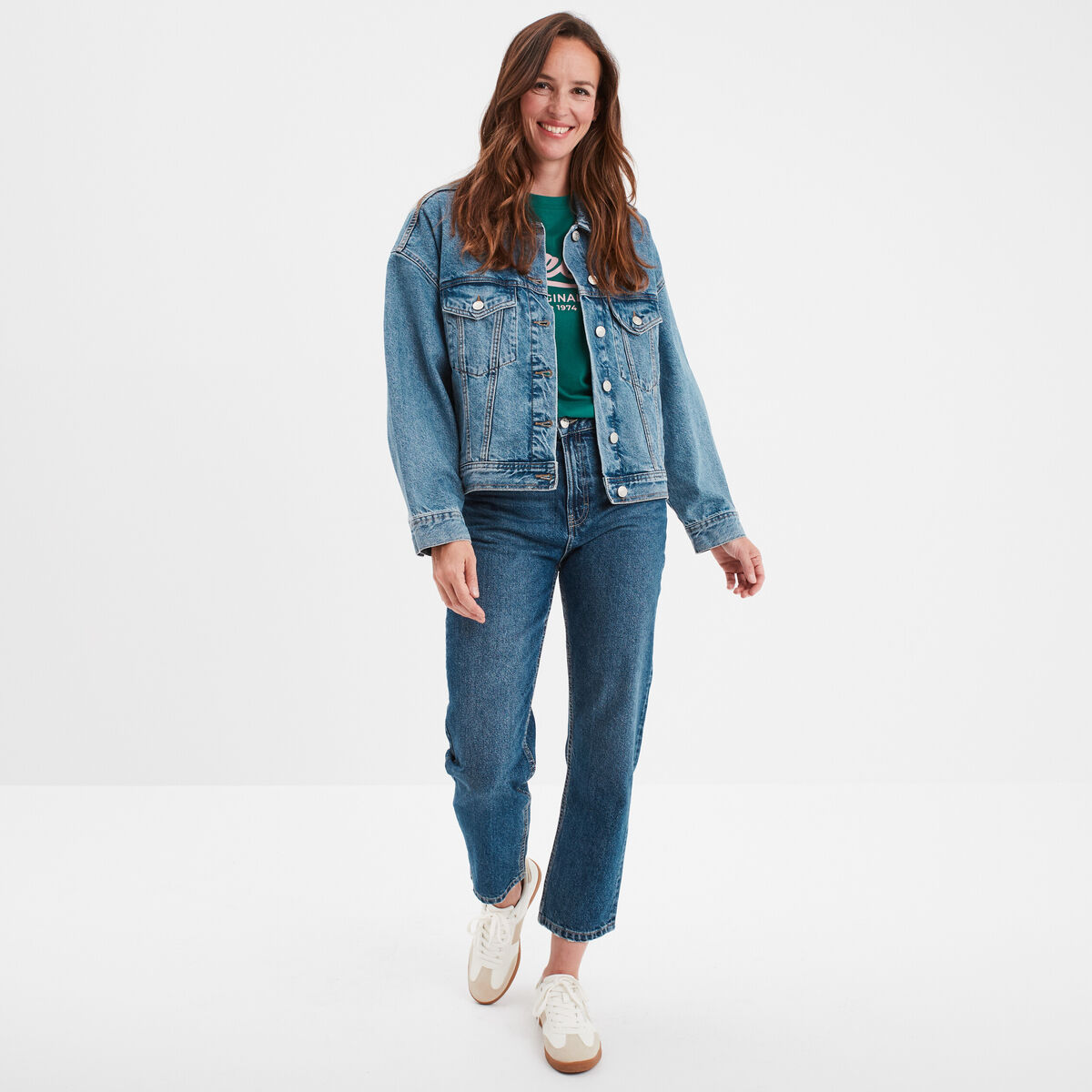 T-shirt oversize col rond coton Creeks vert foncé femme