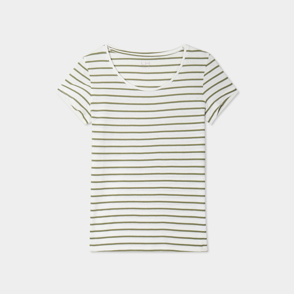 T-shirt rayé manches courtes ecru femme
