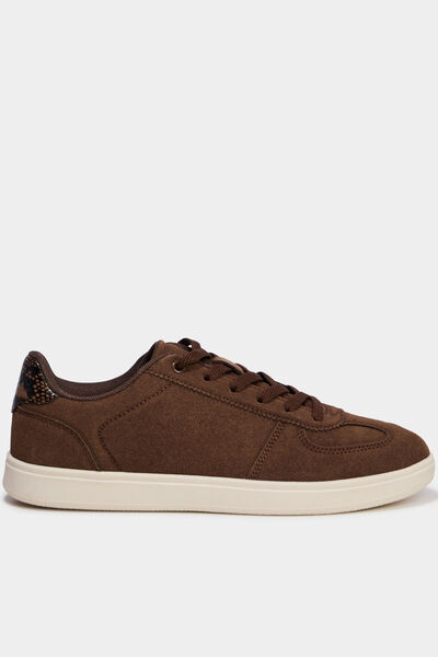 Baskets en su&eacute;dine &agrave; lacets marron femme