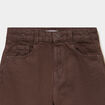 Pantalon coupe large 5 poches coton marron fonc&eacute; fille