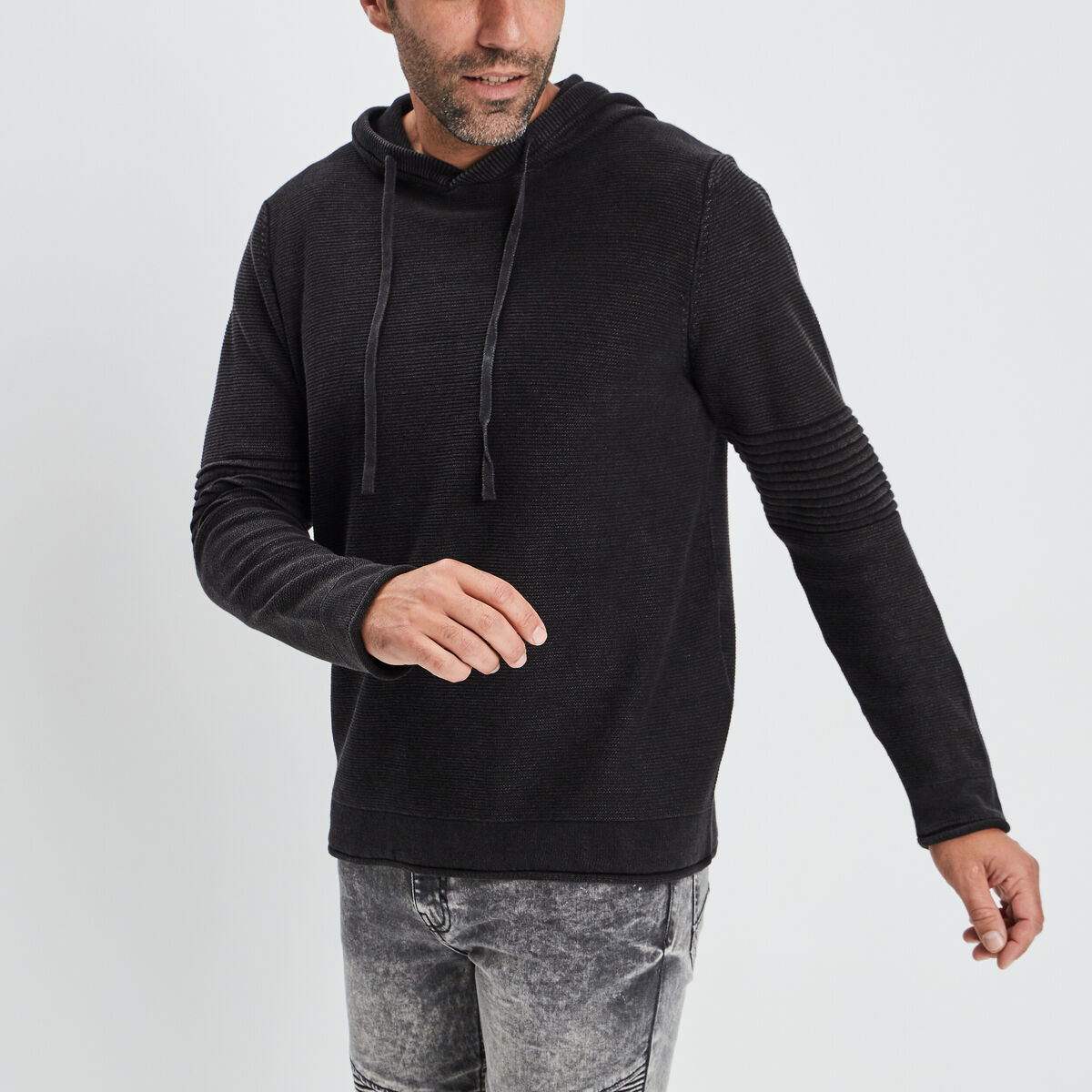 Pull à capuche Liberto gris foncé homme
