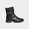 Boots motarde fourr&eacute;es avec boucles noir femme