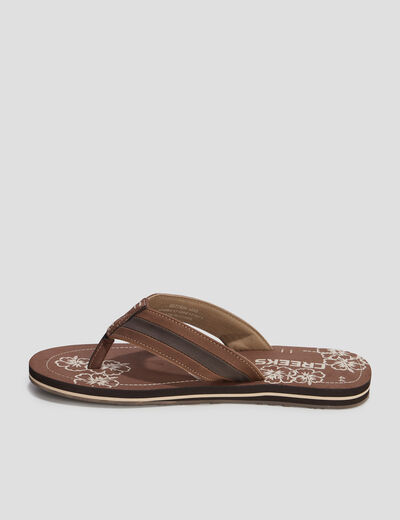 Mules plates marron homme