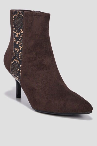 Bottines pointues à talons marron femme
