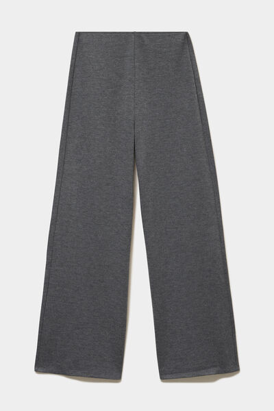 Pantalon large fluide taille &eacute;lastiqu&eacute;e gris fonc&eacute; femme