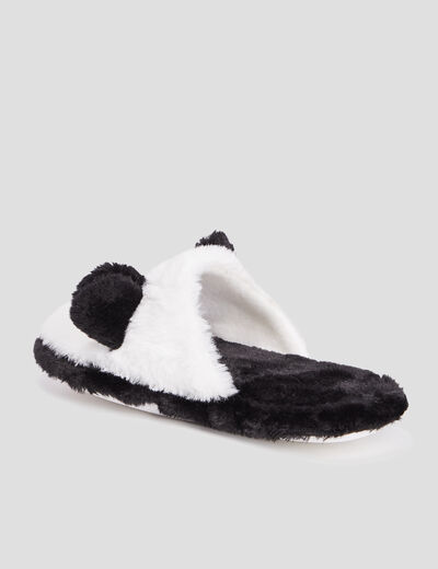 Chaussons mules fantaisie noir femme