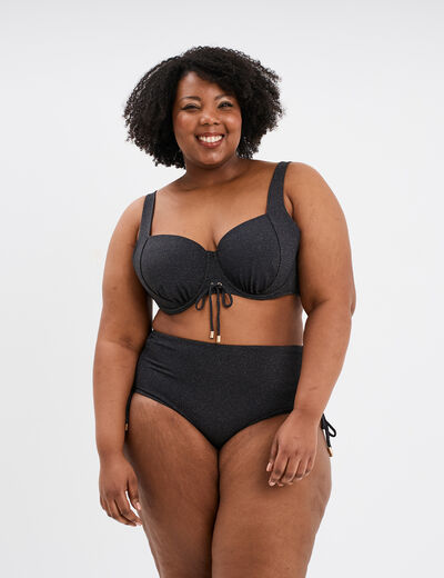 Haut de maillot de bain avec cordons noir femme grande taille