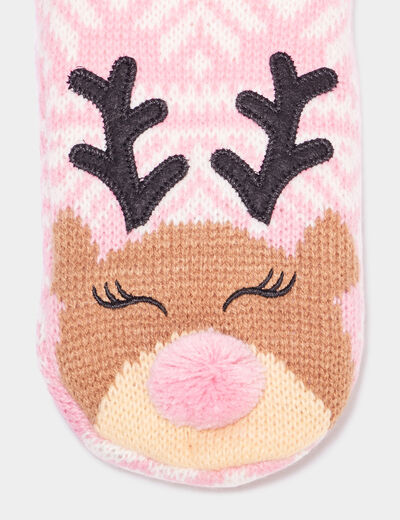 Chaussettes d'intérieur fourrées rose fille