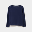 T-shirt col rond manches longues coton bleu marine fille