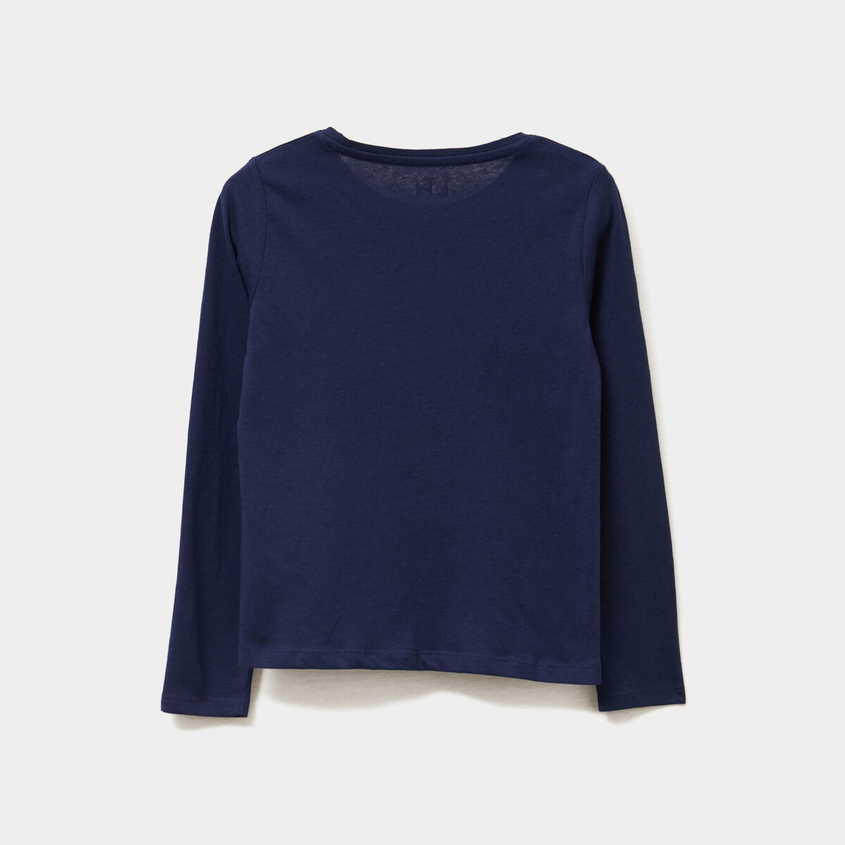 T-shirt col rond manches longues coton bleu marine fille