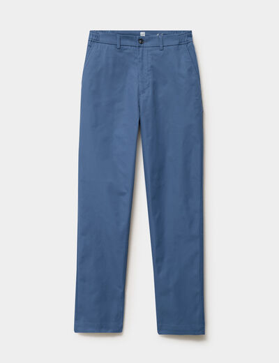Pantalon chino droit extensible bleu gris homme
