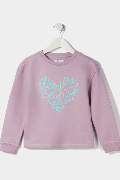 Sweat avec col rond parme fille