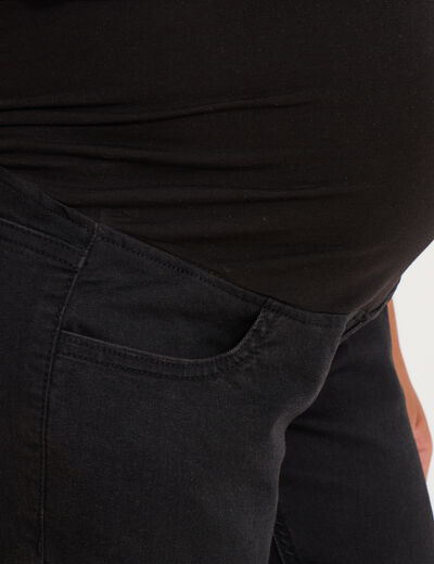 Jegging grossesse confort avec bandeau denim noir femme maternit&eacute;