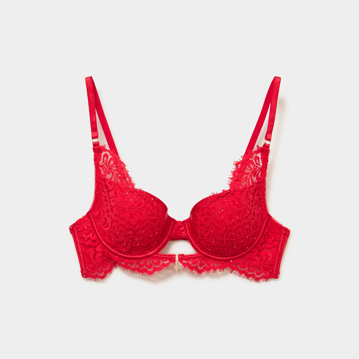 Soutien-gorge foulard dentelle et strass rouge femme