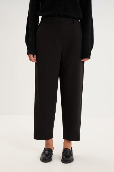 Pantalon barrel taille haute 7/8&egrave;me noir femme
