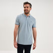 Polo piqu&eacute; coton manches courtes bleu gris homme