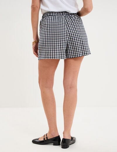 Short large taille &eacute;lastiqu&eacute;e ivoire femme