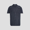 Chemise col italien manches courtes bleu homme