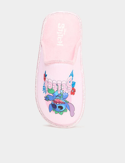 Chaussons mules Stitch rose femme
