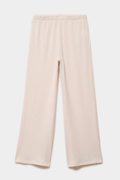 Bas de pyjama large c&ocirc;tel&eacute; long beige femme