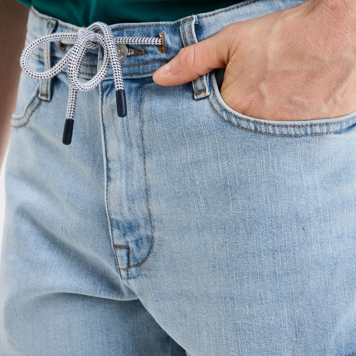 Bermuda cargo en jean Creeks denim bleach homme