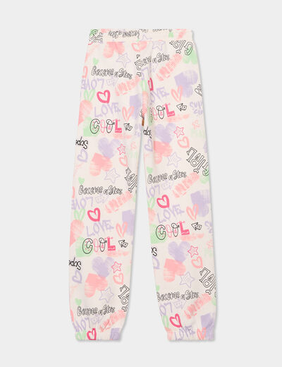 Pantalon de jogging bas élastiqué beige fille