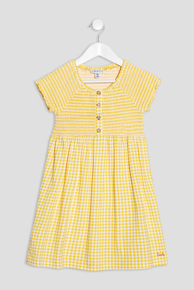 Robe évasée smockée Creeks ecru fille