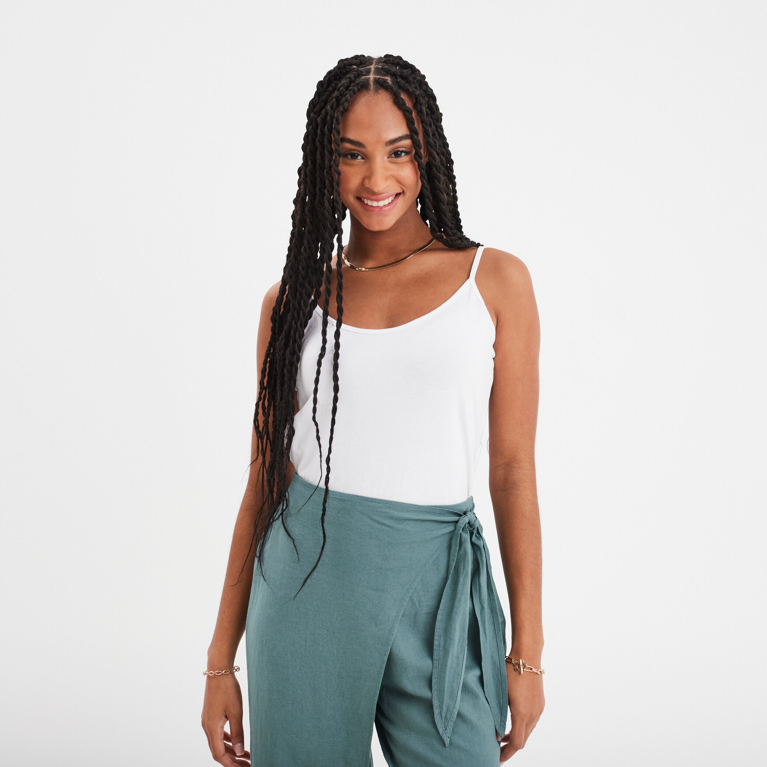 Débardeur coton bretelles réglables blanc femme LH
