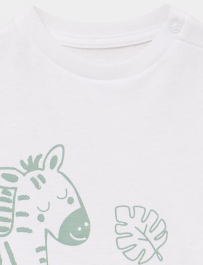 T-shirt &eacute;paule boutonn&eacute;e coton blanc b&eacute;b&eacute; gar&ccedil;on