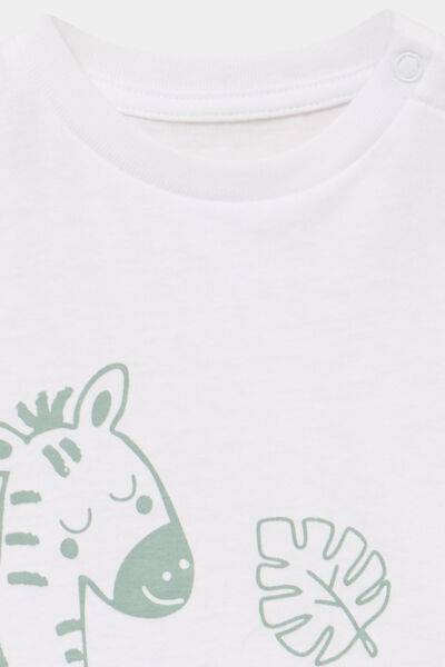 T-shirt &eacute;paule boutonn&eacute;e coton blanc b&eacute;b&eacute; gar&ccedil;on