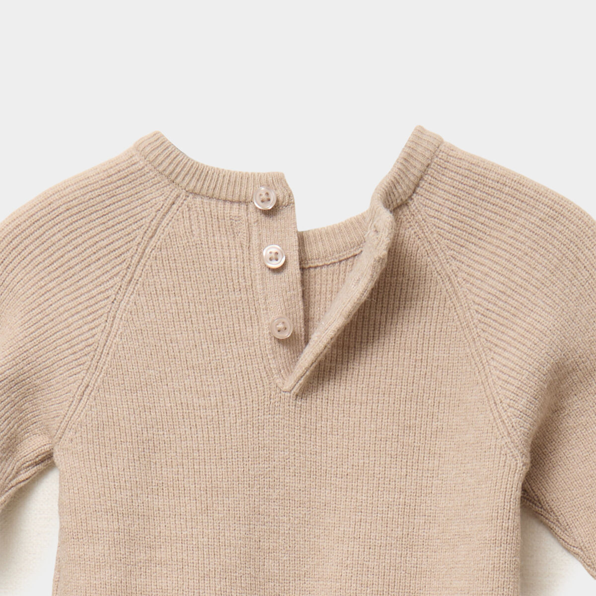 Combinaison tricot&eacute;e manches longues taupe b&eacute;b&eacute;