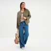 Jeans wide leg &agrave; pinces denim double stone femme