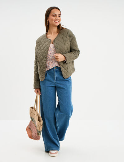 Jeans wide leg &agrave; pinces denim double stone femme