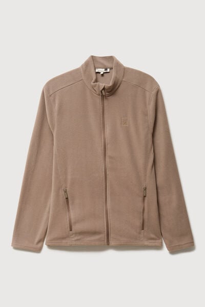 Gilet polaire zipp&eacute; manches longues gris homme