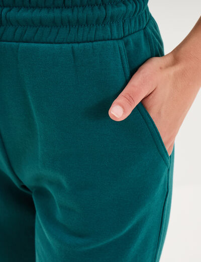 Pantalon de jogging molletonn&eacute; vert fonc&eacute; femme