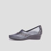 Mocassins compens&eacute;s gris fonc&eacute; femme