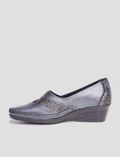 Mocassins compensés gris foncé femme