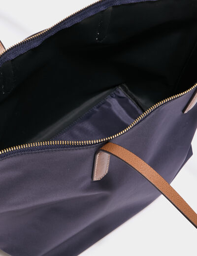 Sac shopper avec bandoulière bleu marine femme