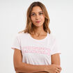 T-shirt col rond manches courtes rose clair femme