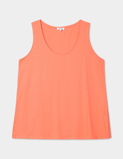 Débardeur ajusté sans manches coton rose corail femme grande taille