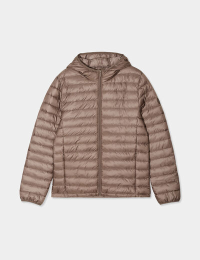 Doudoune légère déperlante à capuche taupe homme