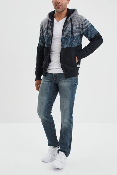Gilet zippé doublé à capuche Creeks bleu marine homme