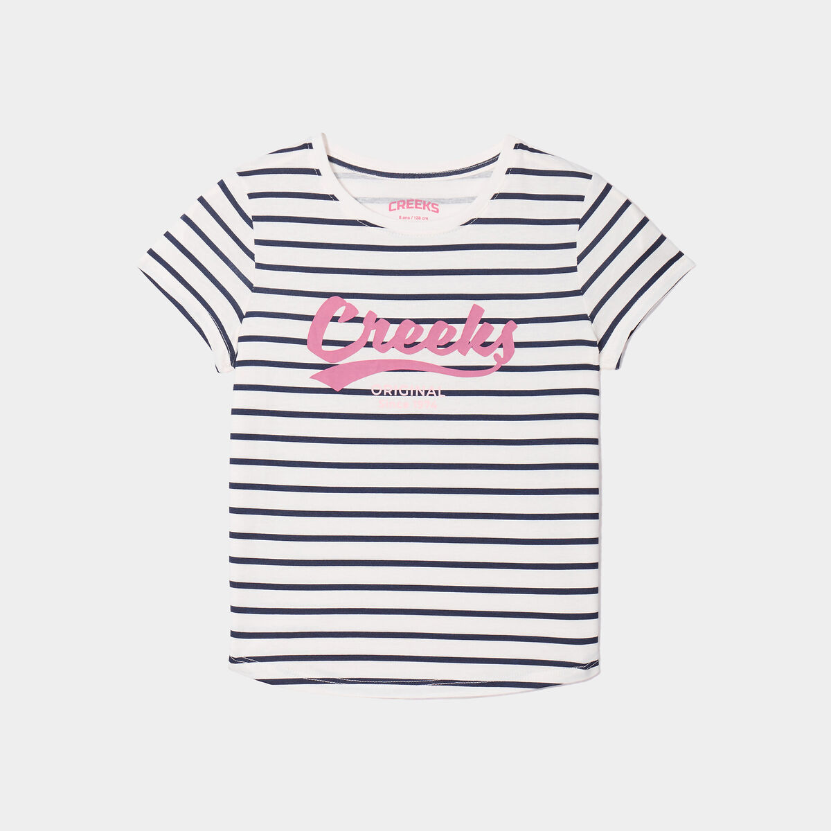 T-shirt droit manches courtes Creeks ecru fille